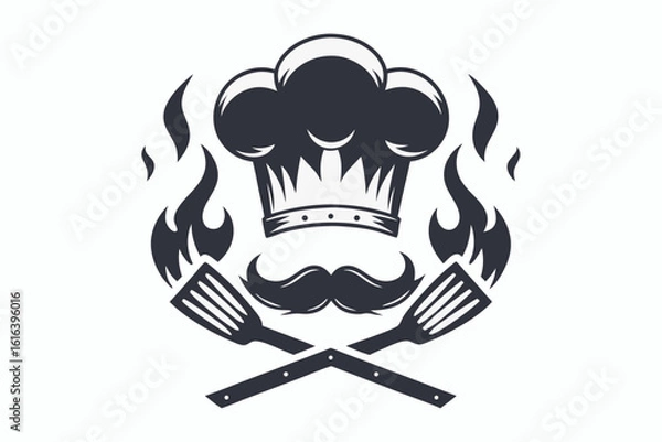 Obraz stylized icon featuring a chef hat and mustache vector