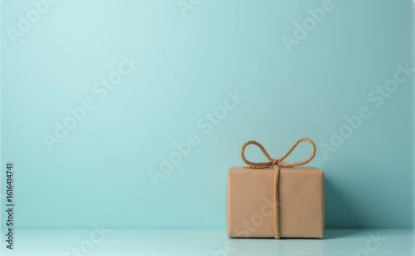 Fototapeta artisanal wrapping gift box with plenty of copy space