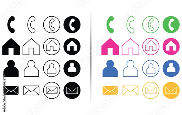 Obraz Phone, Home, Person, Email icon icon vector. for computer and mobile