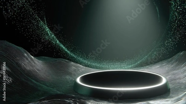 Obraz Empty podium, digital backdrop, dark