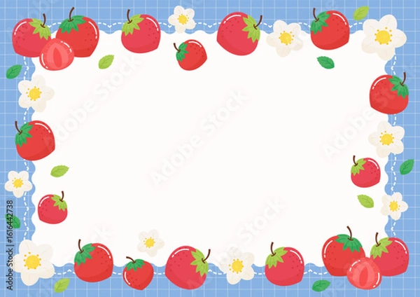 Obraz cute strawberry fruit party frame 2