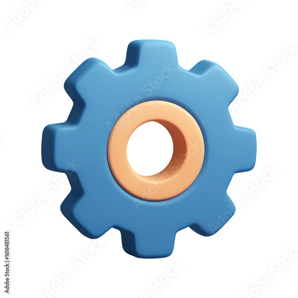 Obraz 3D Gear Cogwheel Icon Isolated on a Transparent Background