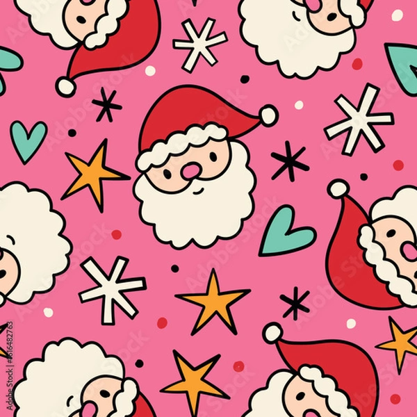 Obraz Santa Seamless Pattern Christmas Santa Claus Background