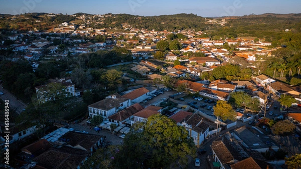 Fototapeta Aerial view of the historic and tourist town of Tiradentes, in Minas Gerais, Brazil, one of the oldest in the state.