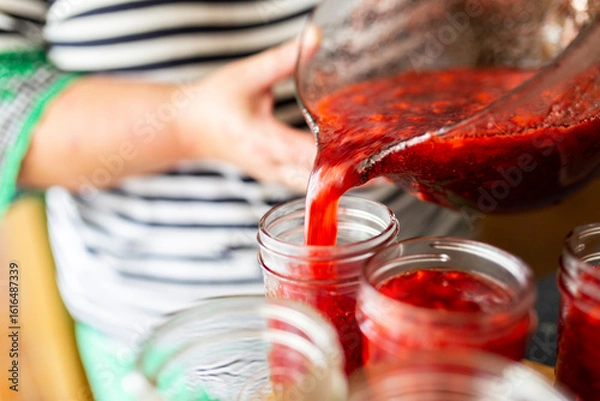 Obraz Strawberry Jam Making Pour