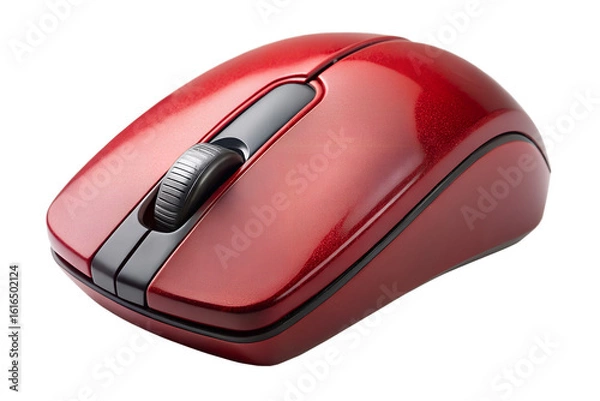 Fototapeta Wireless Red and Black Computer Mouse with a Textured Finish
