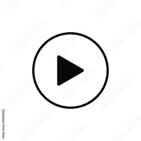 Fototapeta Play button icon vector on transparent background. Media player sign.