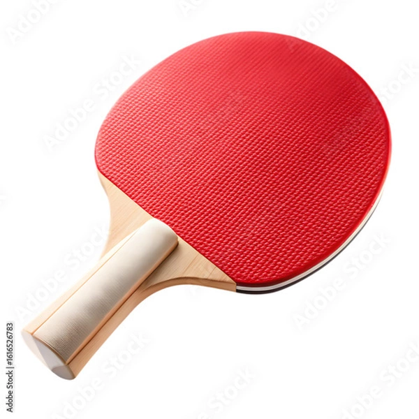 Fototapeta Isolated red ping pong paddle with a removed background showcasing sports equipment for table tennis enthusiasts and competitive players