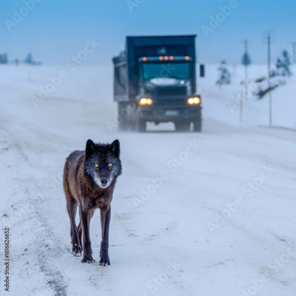 Fototapeta wolf in the snow