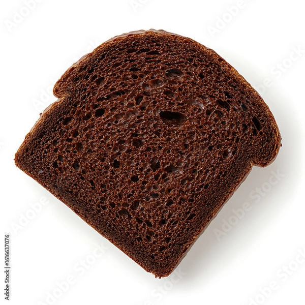 Fototapeta Slice of Dark Rye Bread with Visible Crumb Structure