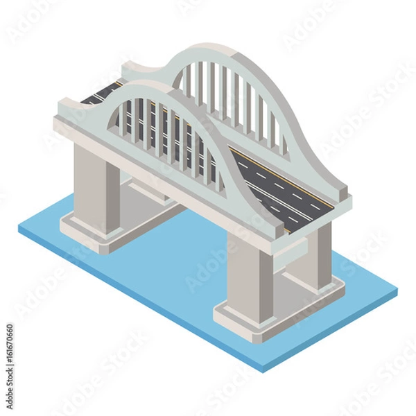 Fototapeta Vector isometric bridge icon.