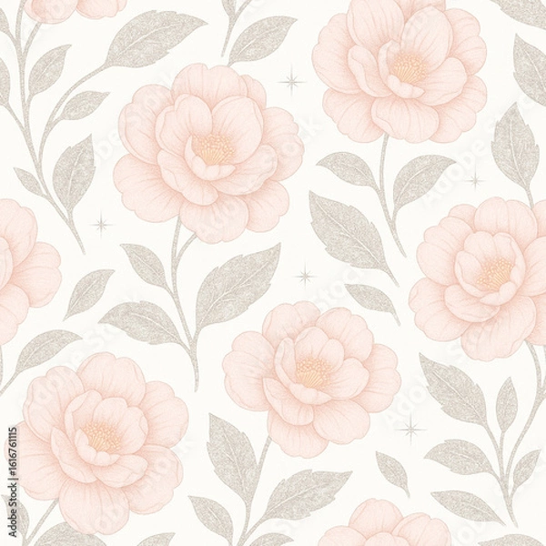 Obraz seamless camellia flower pattern
