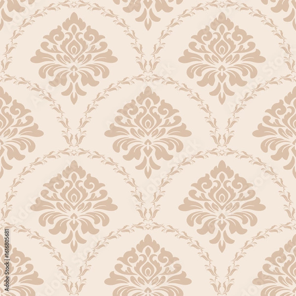 Fototapeta Elegant damask vector pattern with seamless damask vector background and classic damask vector design for wallpaper or textile use