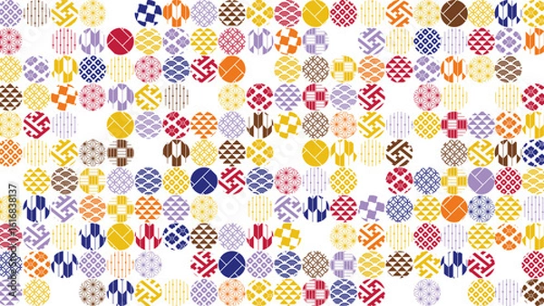 Fototapeta 秋の季節の彩り和柄背景イラスト