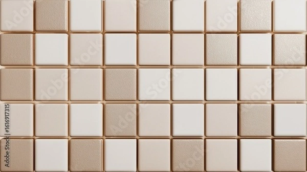 Fototapeta minimalist beige and off white square tile pattern background design
