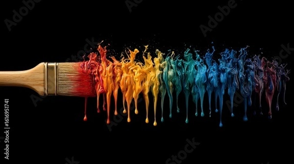 Obraz Colorful paintbrush drips abstract art