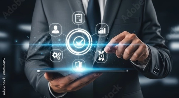 Fototapeta Business Process on Tablet