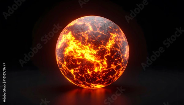 Obraz Glowing Lava Rock High-Temperature 3D Render

