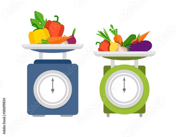 Obraz Kitchen scales with vegetables