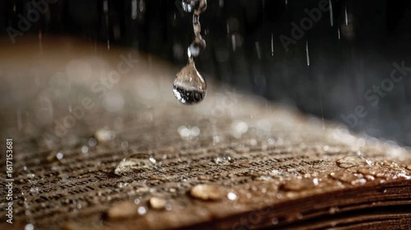Fototapeta Raindrops on aged book