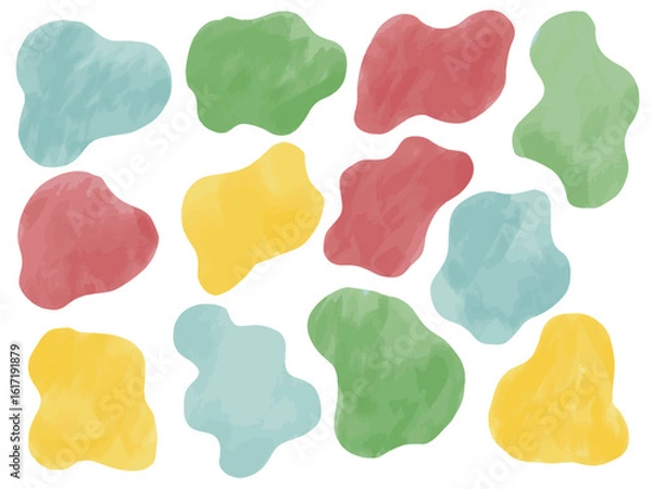 Fototapeta 手描きあしらいセット　流体シェイプ　模様　水彩