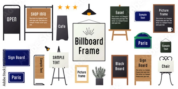 Obraz アイアンとウッディな立て看板フレーム