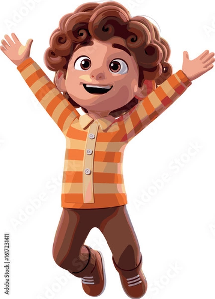 Obraz 3D happy cartoon boy on transparent background. Generative AI