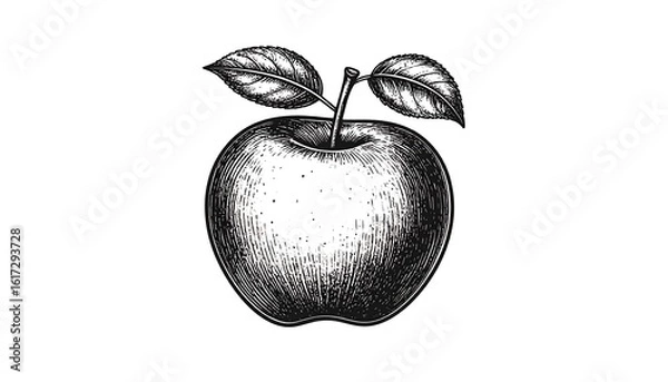 Obraz Detailed black and white illustration of an apple