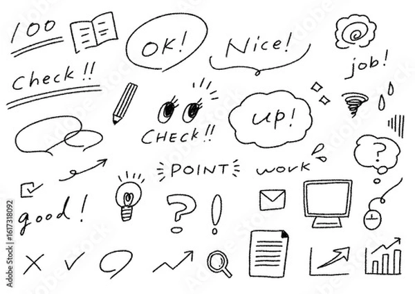 Obraz ビジネスシーン手書き線画素材セット