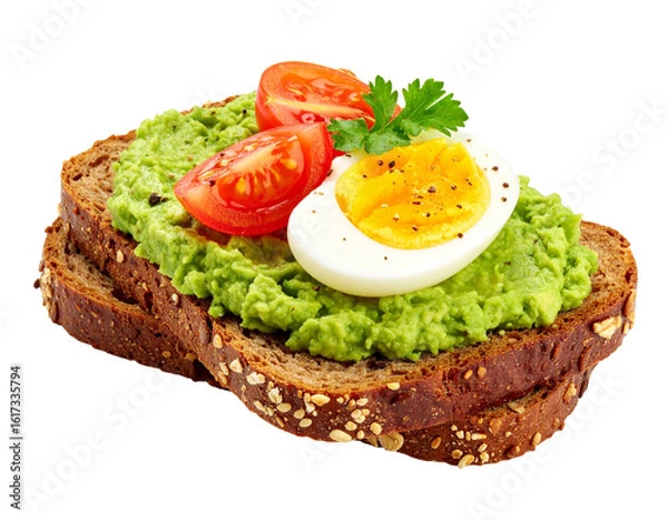 Fototapeta Avocado Toast Sandwich isolated on transparent background