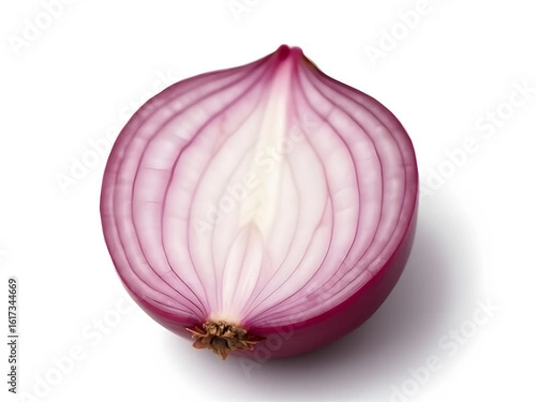 Fototapeta Close-Up of a Halved Red Onion With Layered Texture on White Background
