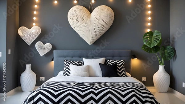 Obraz luxurious bedroom interior design with black theme 