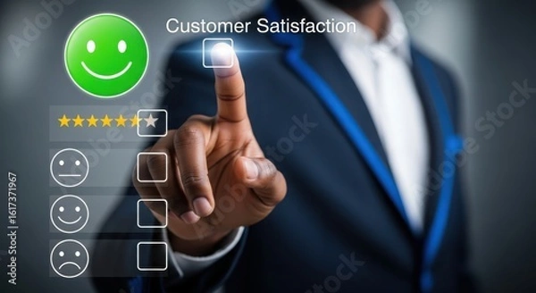 Fototapeta Customer selects a positive rating on a satisfaction survey