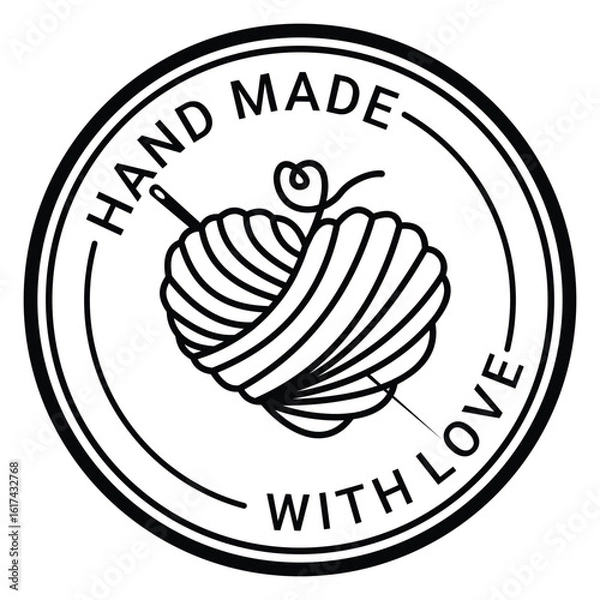 Obraz Handmade with love round beautiful sign logo design Vector Template Illustration