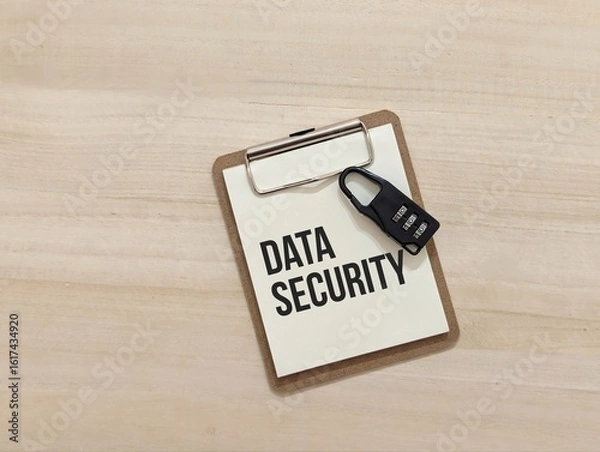 Obraz data security text and padlock on clip board.
technology concept