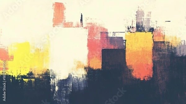 Fototapeta Abstract painting with vibrant color blocks.