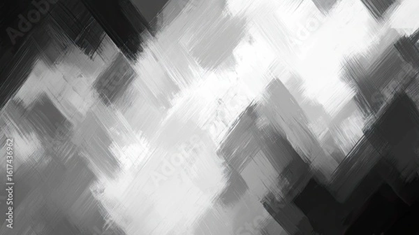 Fototapeta Abstract grayscale brushstrokes create a dynamic composition.