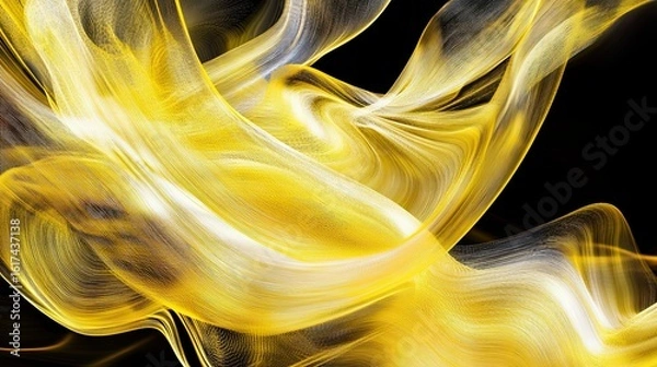 Fototapeta Abstract design of flowing golden lines on a dark background.
