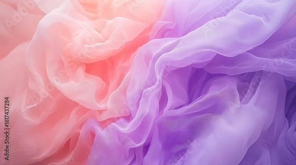 Fototapeta Delicate ombre fabric with soft, flowing folds.