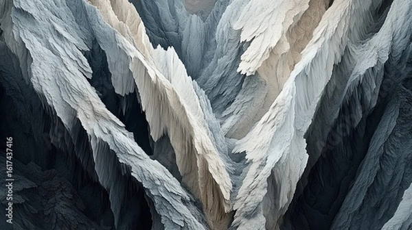 Fototapeta Abstract textured landscape of layered, intricate shapes.