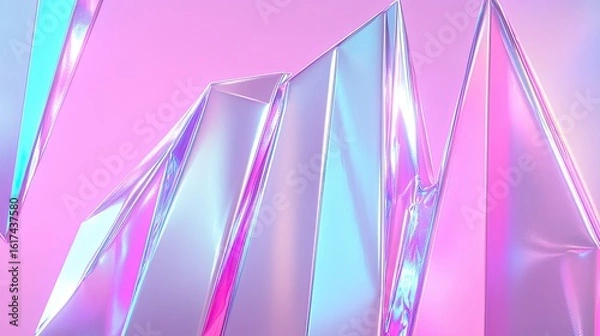 Fototapeta Abstract geometric shapes with iridescent colours.