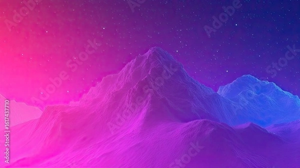 Fototapeta Abstract mountain range under a starry night sky.