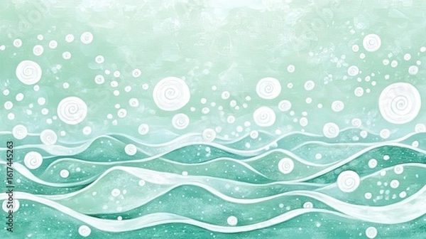 Obraz Mint-green waves with white swirls.