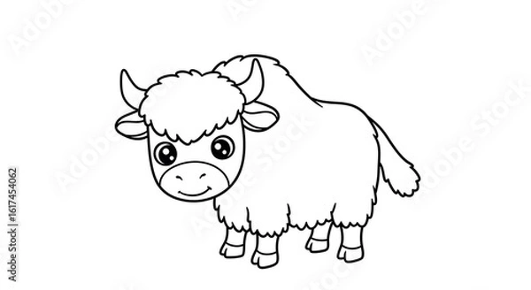 Fototapeta 線描の優しいヤク