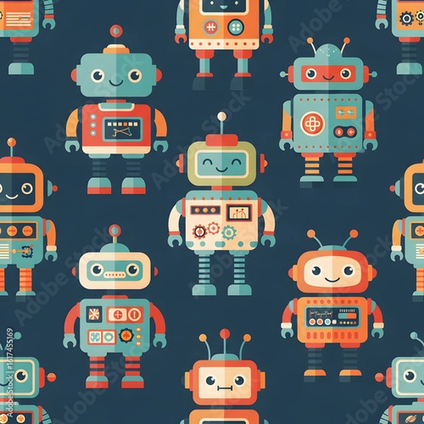 Fototapeta seamless pattern with funny monsters