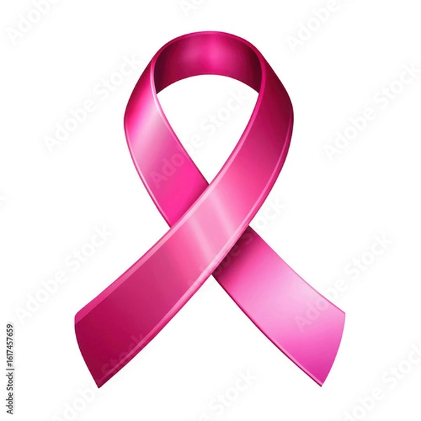 Fototapeta 3d pink ribbon awareness symbol isolated on transparent background