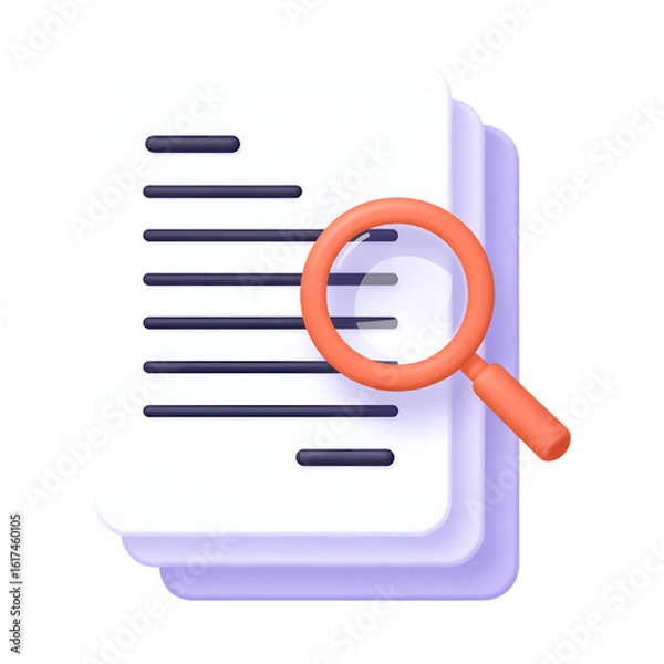Fototapeta Magnifying glass over document pages for research and analysis
