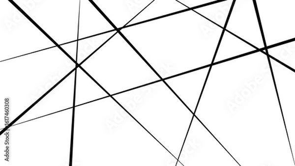 Fototapeta Abstract geometric pattern outline monochrome texture. Abstract white background with random black lines.