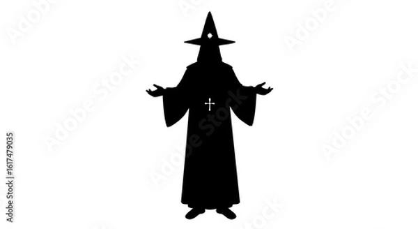Fototapeta A shadowy wizard silhouette, conjuring magic.