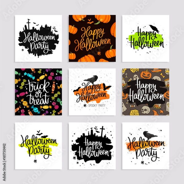 Fototapeta Set of greeting cards for Happy Halloween